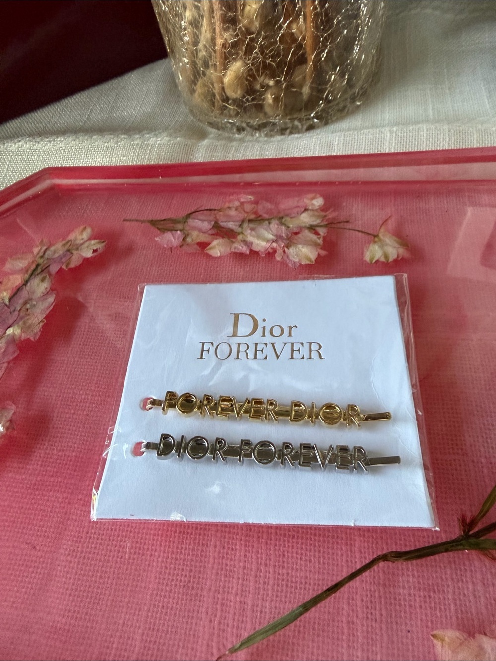 Dior Gold Hairpins with Red Tips